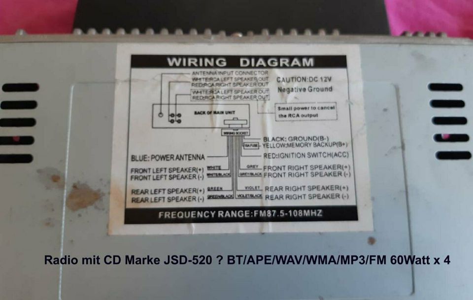 Radio mit CD Marke JSD-520 ? BT/APE/WAV/WMA/MP3/FM 60Watt x 4 in Köln