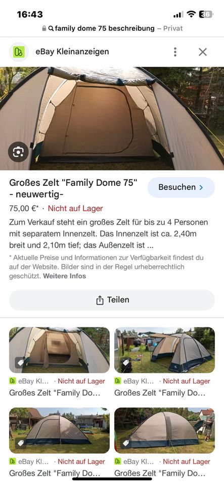 Zelt Family Dome 75 in Sickte