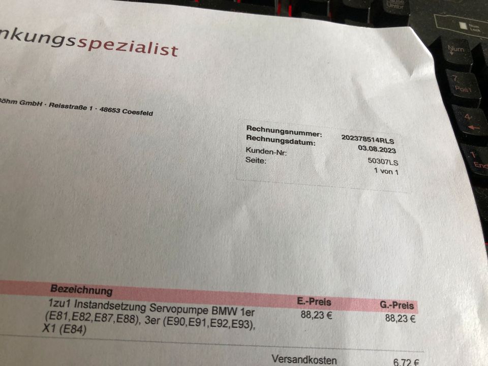 BMW E 82  Orginal Servopumpe Generalüberholt OVP mit Garantie in Troisdorf