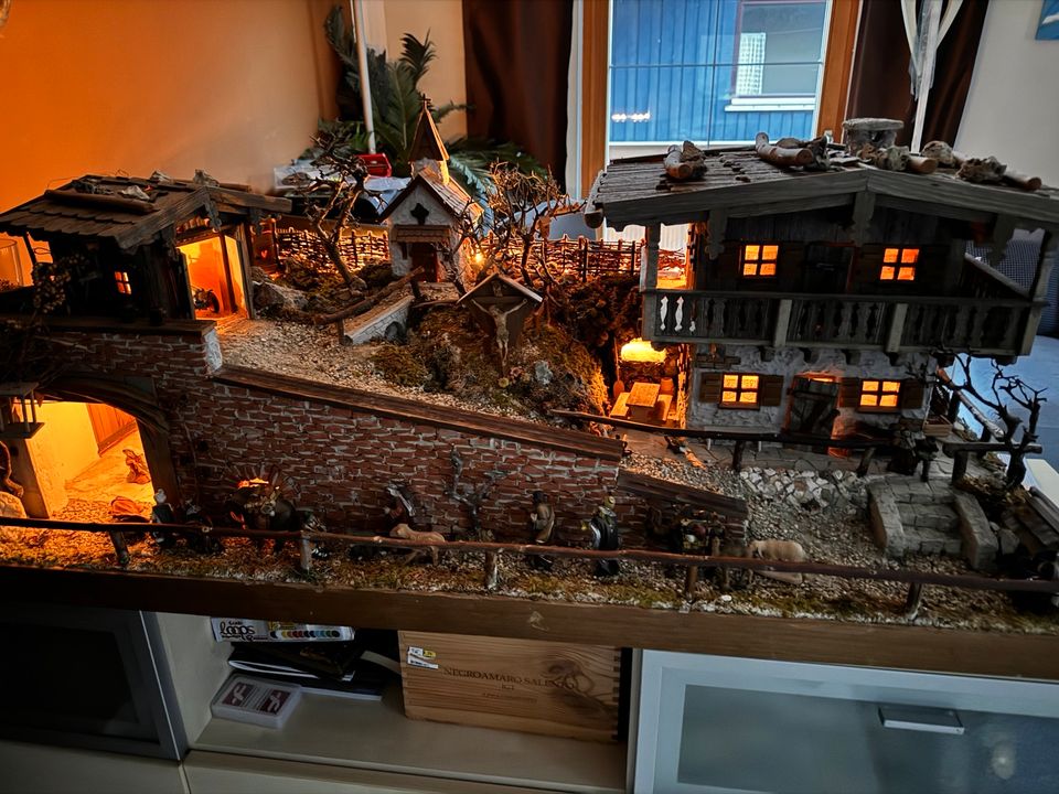 Krippe Mit Bauernhaus XXL Grippe beleuchtet 120x50cm in Reisbach