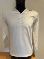 Langarm Shirt Gr 170 176 S M weiß schwarz Knopfleist V Ausschnitt Niedersachsen - Nordhorn Vorschau