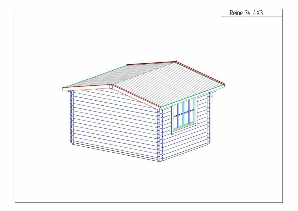 Gartenhaus 34mm Holzhaus Gerätehaus Schuppen Blockhaus 3,8 x 2,8m in Egeln