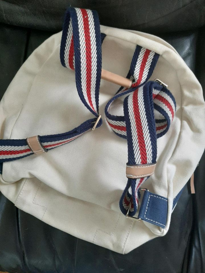 Tory burch Leinen Rucksack Beige Rot Blau in Brühl