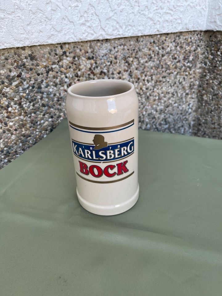 Karlsberg Bockbier Bierkrug Ton Krug Maßkrug 1 Liter in Waldmohr