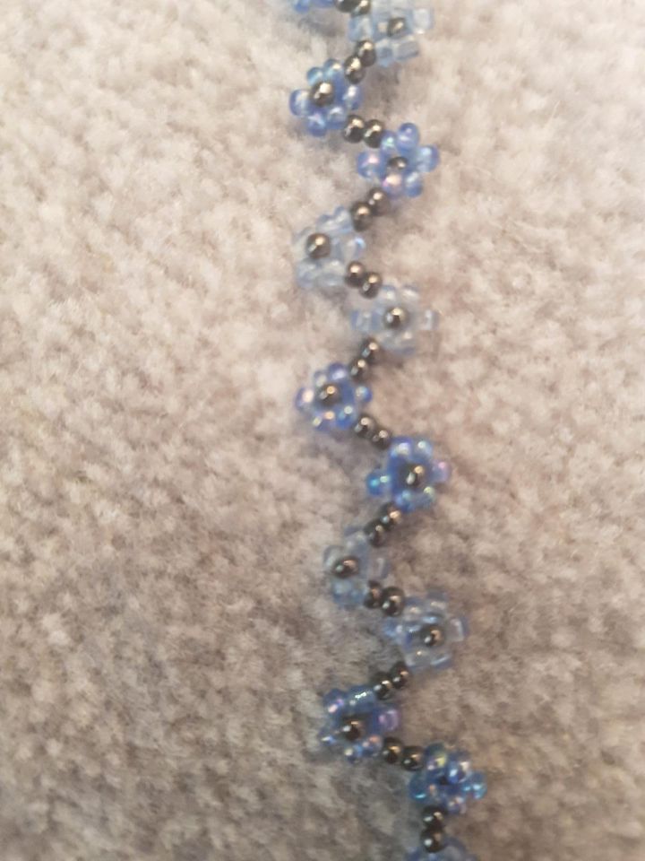 Modeschmuck Damen Ketten Halskette blau Joker Blumen in Grafengehaig
