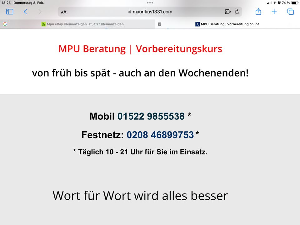 MPU Beratung / Vorbereitung | Abstinenznachweise Abwehr / Verkürzung | Sperrfristverkürzung | Coaching | Hilfe täglich von früh bis spät | Cannabis | Alkohol | Fallanalyse | FeV §70 Information in Mülheim (Ruhr)