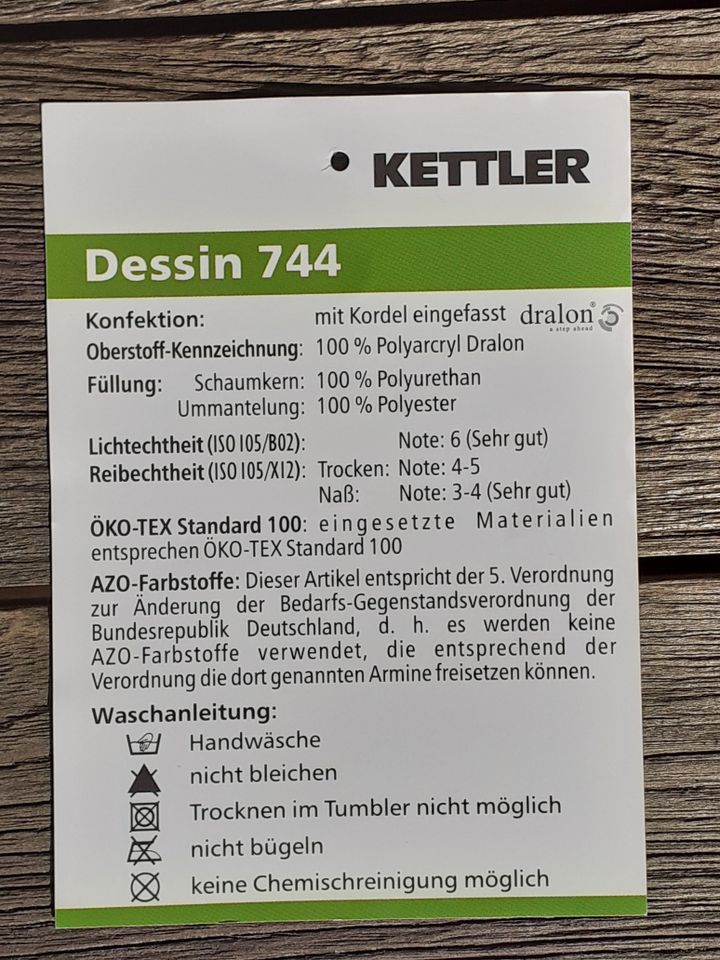 Kettler Auflage 200 x 65 x 8 für Gartenliege, grau weiß in Dortmund