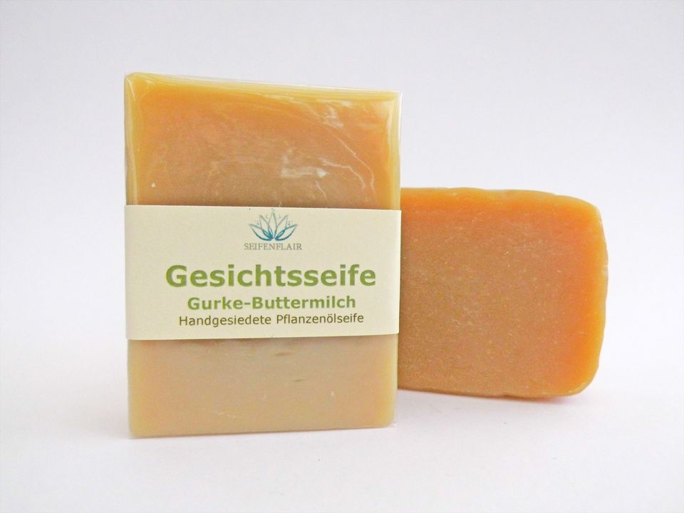 Handgefertigte Naturseife: Gesichtsseife Gurke-Buttermilch   70g in Kaltenkirchen