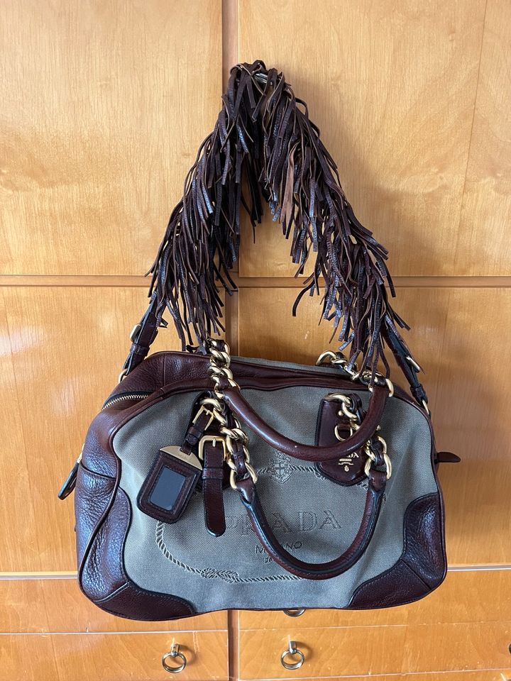 PRADA Tasche Canvas Leder Fransen in Krefeld