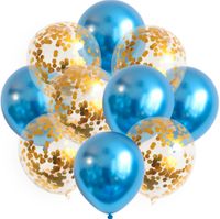 10 Stk. Luftballon Set Metallic Konfetti Blau/Gold Niedersachsen - Bückeburg Vorschau