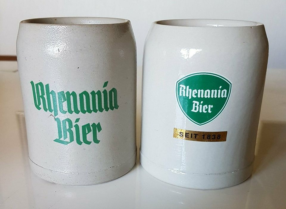 Zwei alte Bierkrüge Rhenania Bier 0,5 L, Krefeld (Angebot 2) in Goch