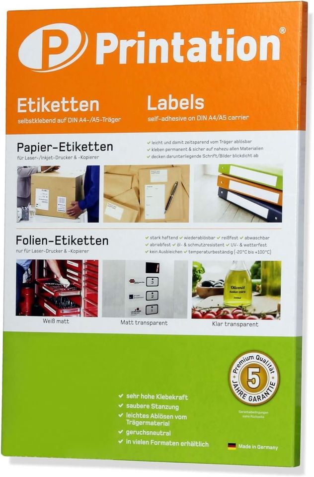 Printation Versandetiketten 210 x 148 mm · 200 Versand-Etiketten in Körle