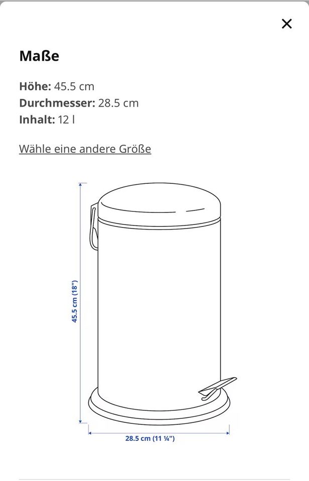 IKEA Mjösa Treteimer dunkelgrau 12 Liter Mülleimer in Paunzhausen