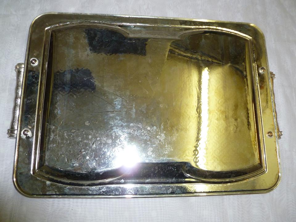 Tablett Serviertablett Kupfer Silber Bronz Spiegelglas Metall in Geislingen an der Steige
