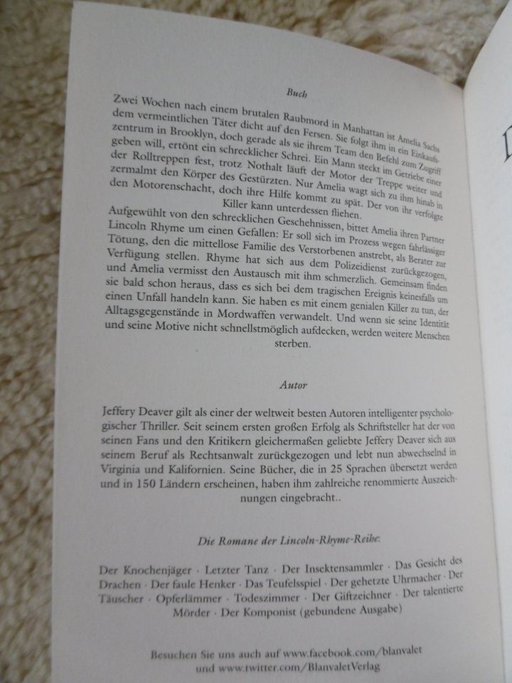 Der talentierte Mörder, Jeffery Deaver, TB,637 Seiten in Fürstenfeldbruck