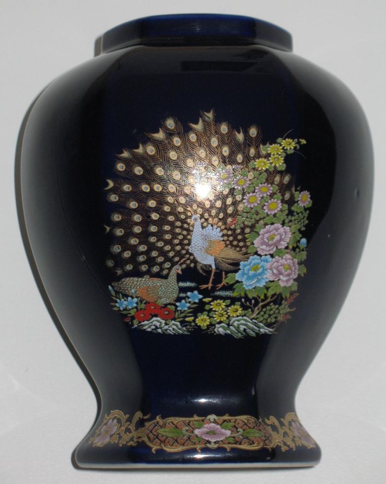Vase, Japanische Deckelvase, kobaltblau – Made in Japan in Kamen