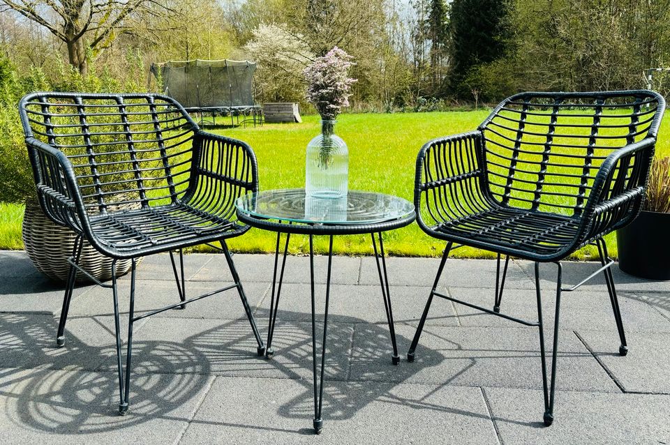 Gartenlounge/Gartenmöbel 3 er Set Polyrattan schwarz in Bispingen