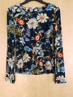 Dunkelblaue Bluse Blumen-Muster Taillen-Raffung PROMOD - WIE NEU Stuttgart - Bad Cannstatt Vorschau