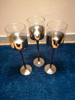 3 Kerzenhalter aus Glas in Silber 36 cm hoch Nordrhein-Westfalen - Telgte Vorschau