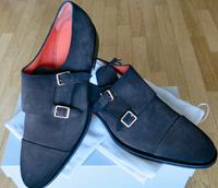 SANTONI Doppelmonk mit Kappnaht in Veloursleder Farbe dunkelbraun Altona - Hamburg Othmarschen Vorschau