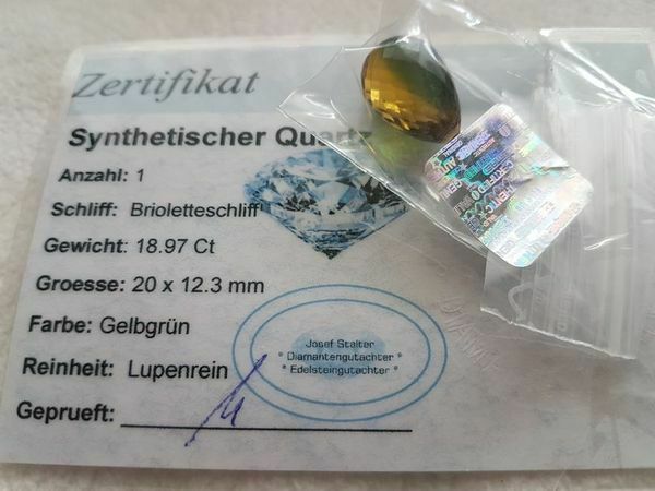 41, 89 ct - TOP Lupenrein synthetische Quarz ( Citrin )Briolette in Neubrandenburg