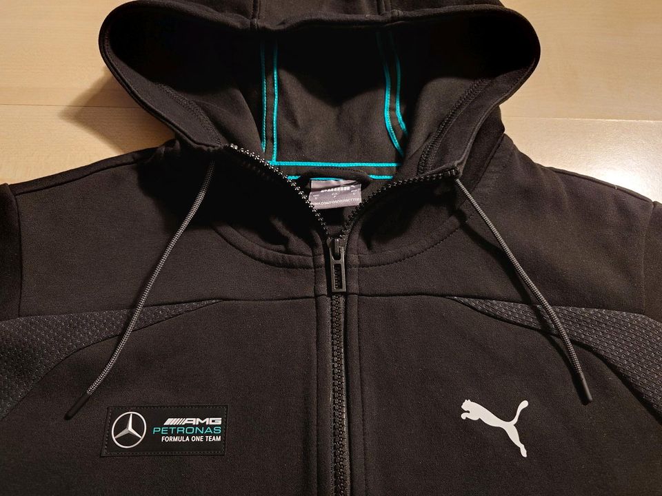 AMG MERCEDES PUMA Sweatjacke S schwarz petrol anthrazit türkis F1 in Herrenberg