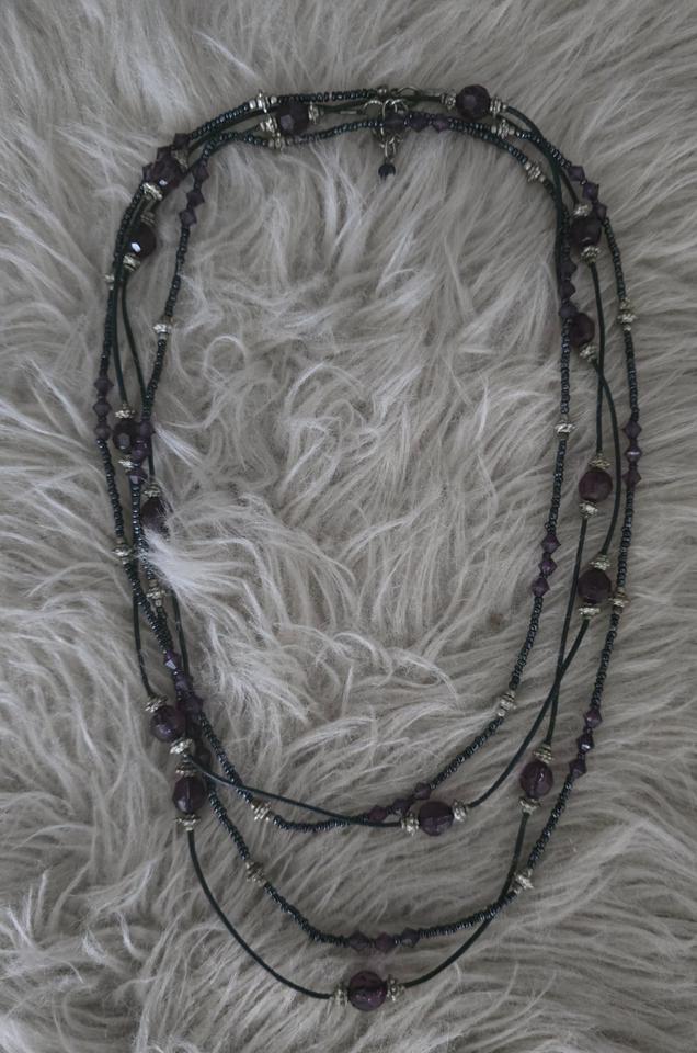 ❣️  Doppeltes Perlenhalsband Perlenkette 60 cm ❣️ marine-silber in Legau