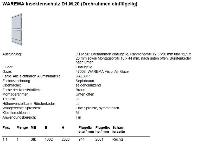 Fliegenschutzgitter für Balkontür / Terrassentür / Gartenlaube in Waldenburg