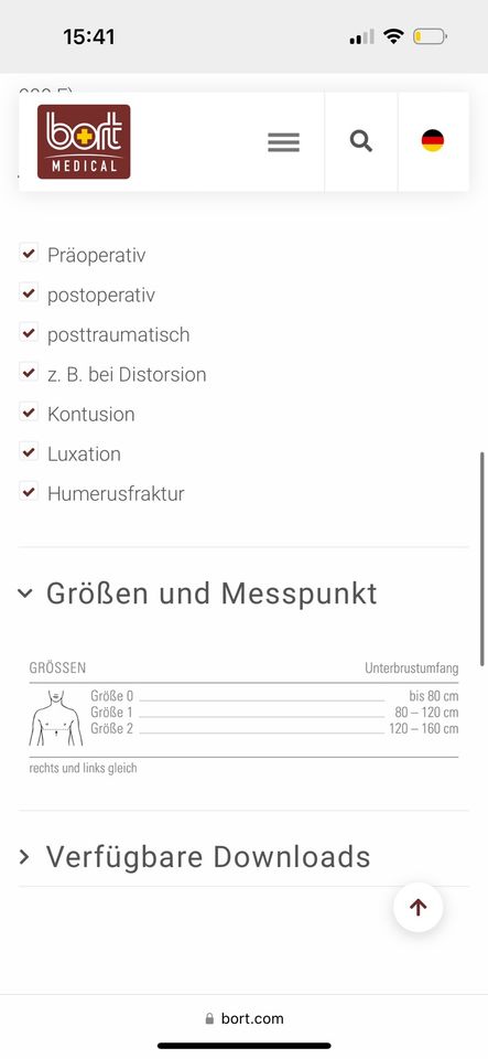 Bort Medical Größe 1 Omo Schulter Adduktionsbandage Arm 120900 in Berlin