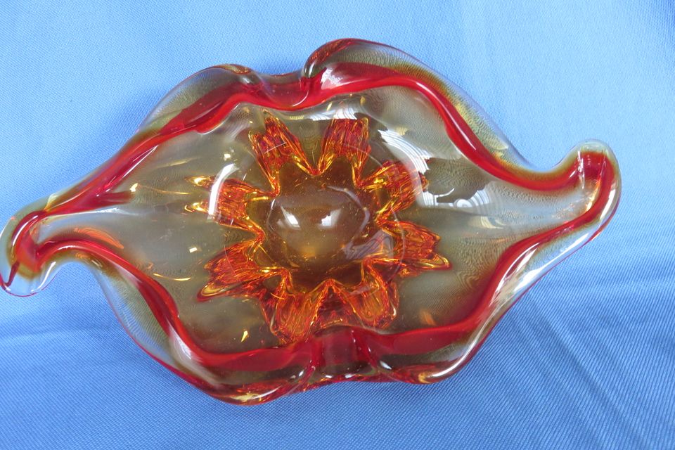 Schwere Murano Glas Schale Farbe Orange Rot in Eging am See