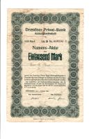 Dresdener Privat-Bank Namensaktie Eintausend Mark 1. Oktober 1923 Niedersachsen - Schwarmstedt Vorschau