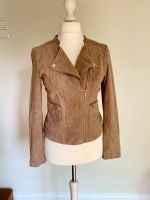 MANGO Lederjacke Biker Jacke Wildleder sand beige S 36 XS 34 gold Niedersachsen - Osnabrück Vorschau