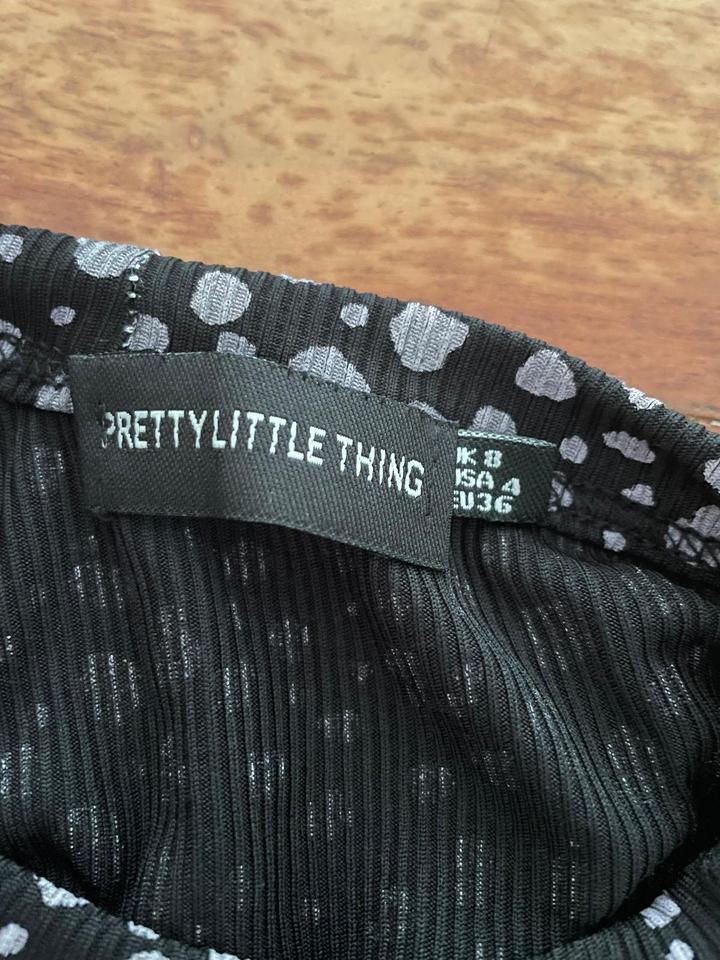 Pretty Little Thing Kleid langarm schwarz mit Tupfen Gr. 36 in Stuttgart