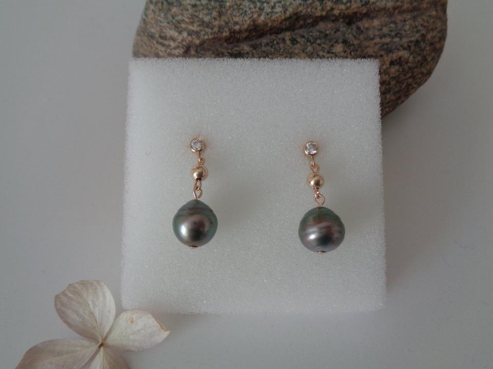 Gold Ohrringe mit Tahiti-Perle, Gold Filled, Zirkonia in Wittenberg
