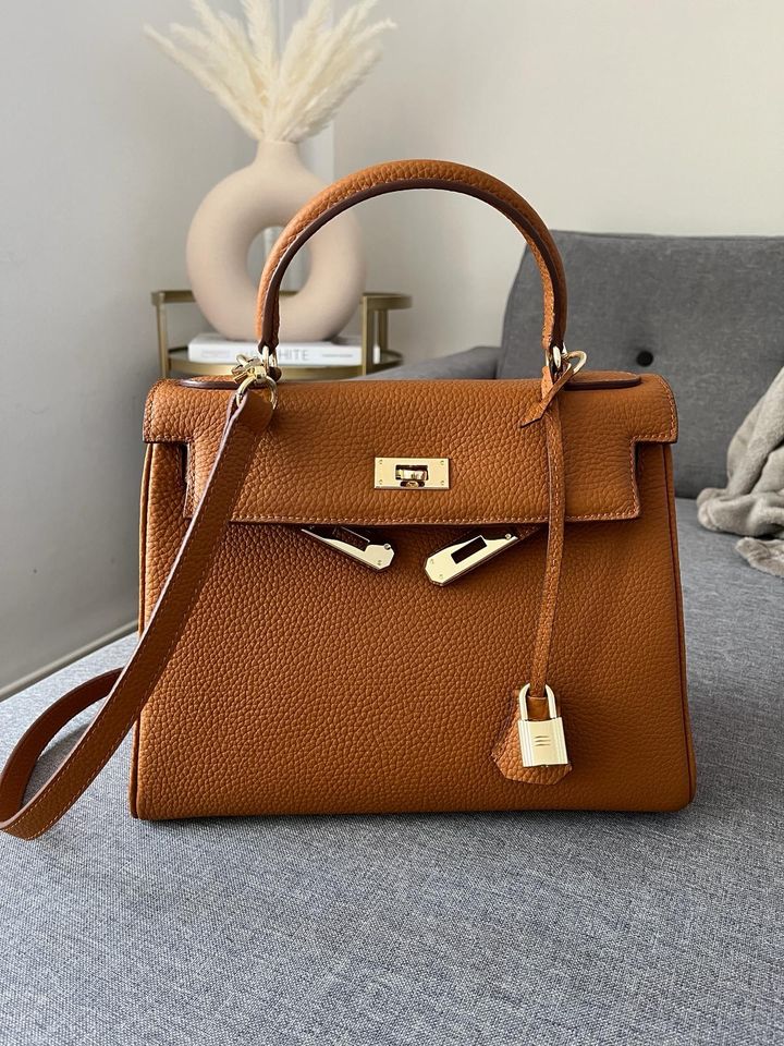 Handbagcrave Tasche Ava echtes Leder braun Gold Kelly Style in Hamburg