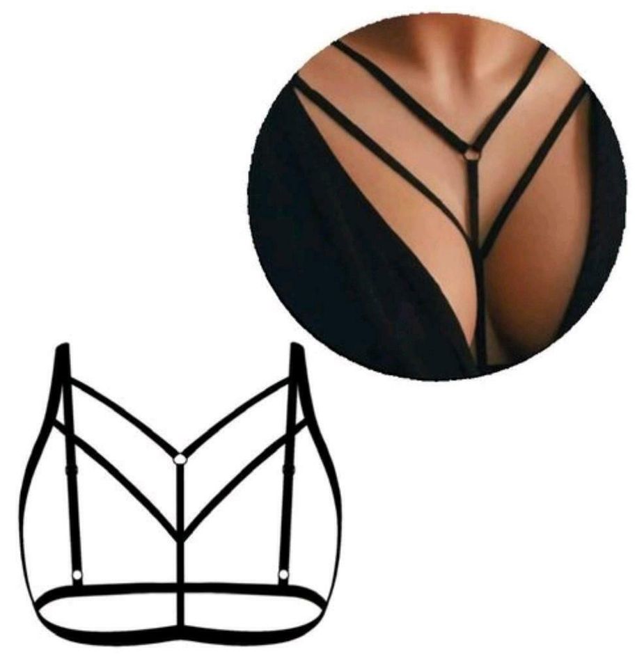 Dessous Käfig BH Bandage Riemchen Schwarz Büstenhalter S M L XL in Villingen-Schwenningen