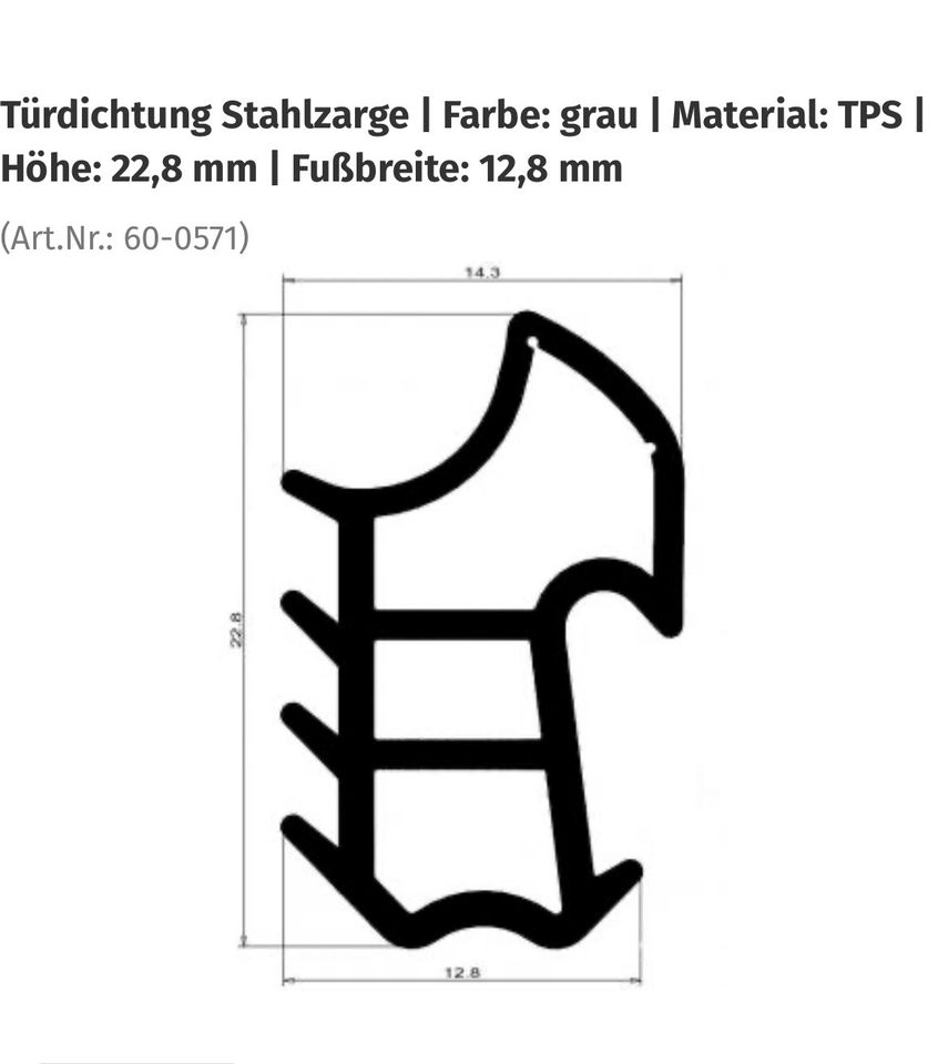 Dichtung Türdichtung TPE f. Stahltür Stahlzarge 5m grau neu in Bad Laasphe