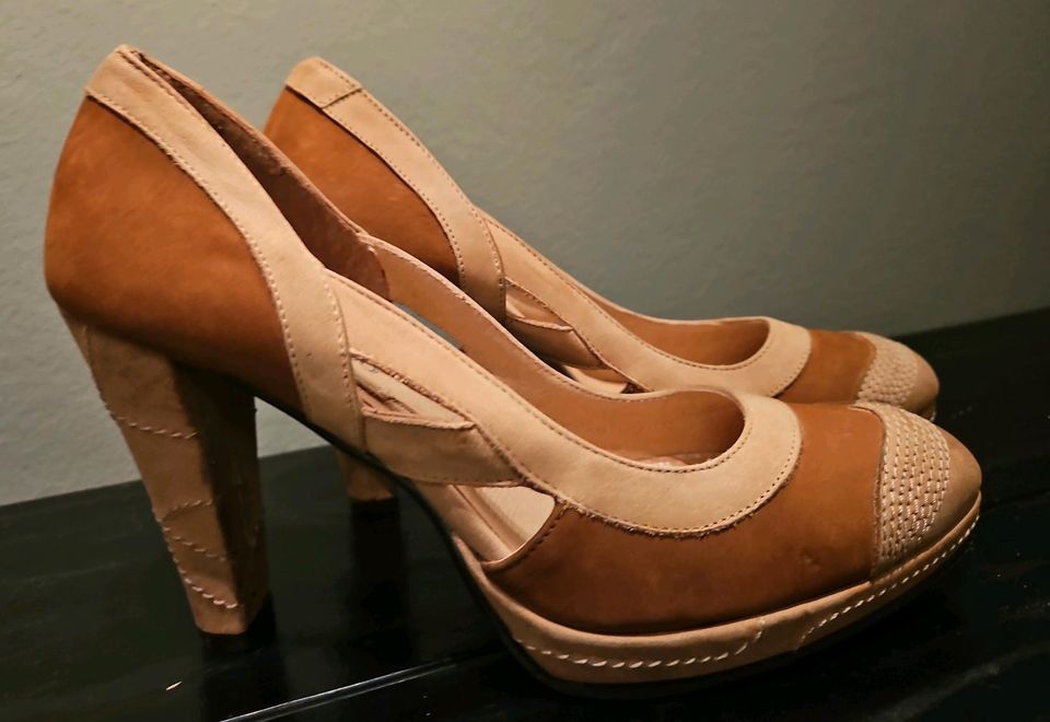 Franco Russo Napoli Sommer Pumps 38,5 beige braun Leder Damenschu in Hamburg