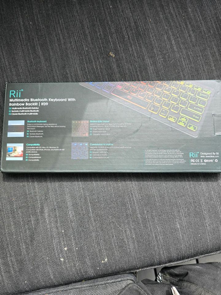Rii K09 Bluetooth RGB Tastatur mit Hintergrundbeleuchtung Akku Ne in Oranienburg