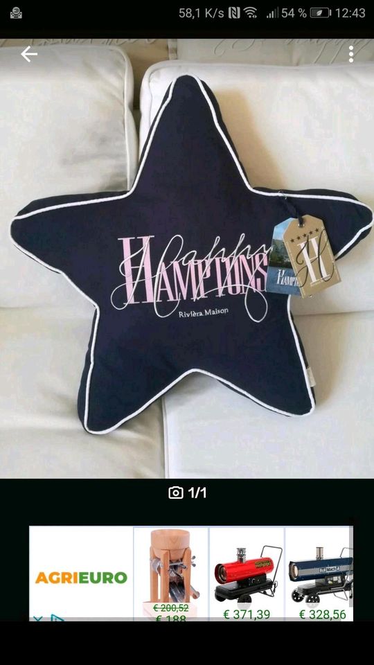 Neu Riviera Maison Happy Hamptons Star Pillow in Vaterstetten