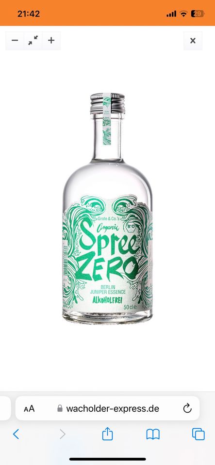 Spree Zero Berlin Juniper Essence alkoholfrei in Berlin