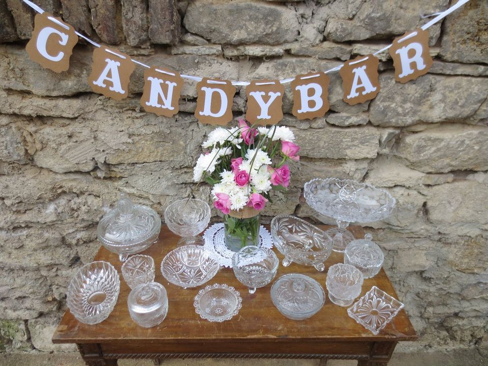 Candy Bar Zubehör Gläser Vintage Schicht Bonbonglas Zangen usw in Bad Driburg