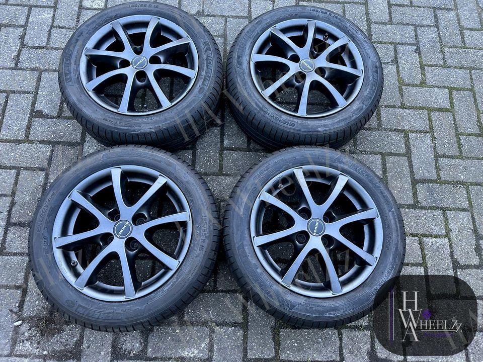 BORBET Alufelgen grau Sommerräder 4x100 ➡️ 185/55 R15 MICHELIN Sommerreifen ➡️ Hyundai Accent Getz i10 Kia Picanto JA Nissan Micra K12 K13 ➡️ Sommer Reifen Felgen ET35 in Bünde