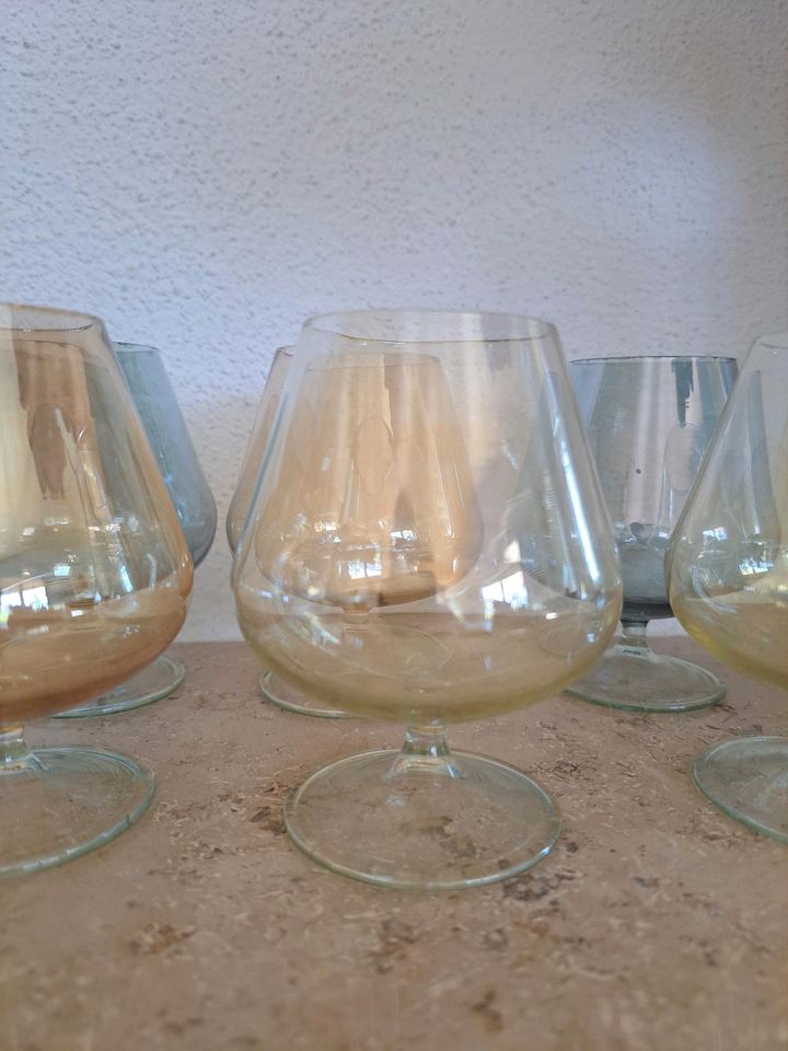 6 Retro Cognac Schwenker aus Rauchglas 60er Jahre Gläser in Stralsund