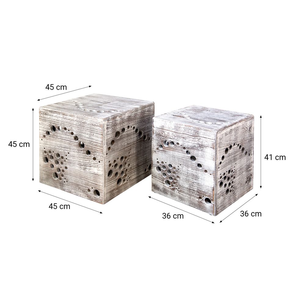 Hocker Beistelltisch Cube Couchtisch 2er Set Grau Würfel VB99€* in Magdeburg