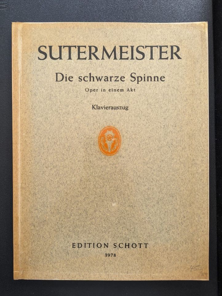 H. Sutermeister Die schwarze Spinne Klavierauszug Schott 3978 in München