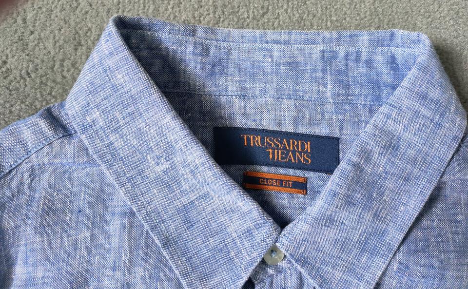 TRUSSARDI Leinen Hemd Slim Fit Gr. 42 Slim Fit Leinenhemd in Tacherting