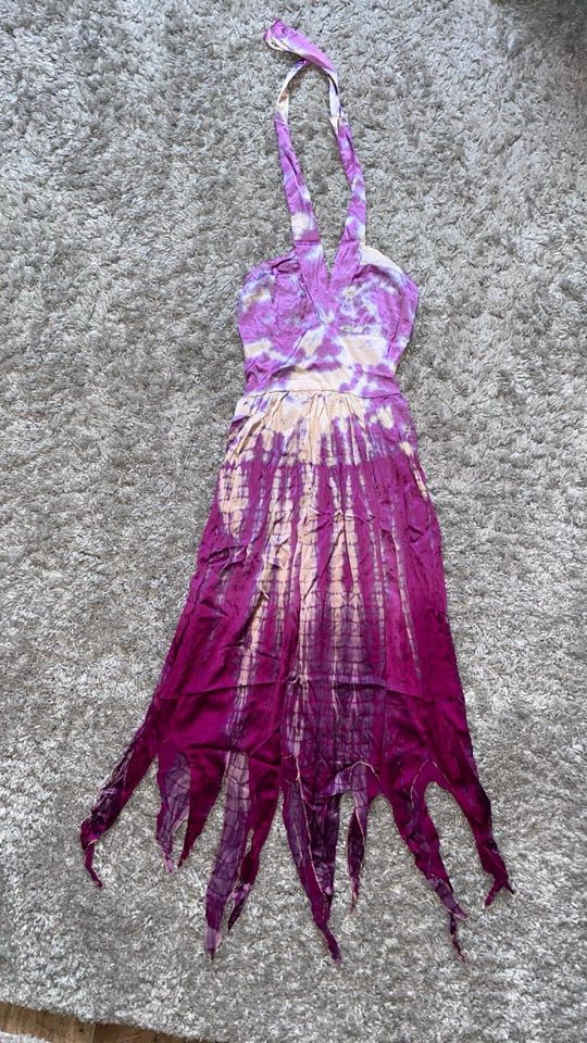 Lisa Malo Satin Batik Latino Abendkleid Kleid Gr.XS NEU lila in Gotha