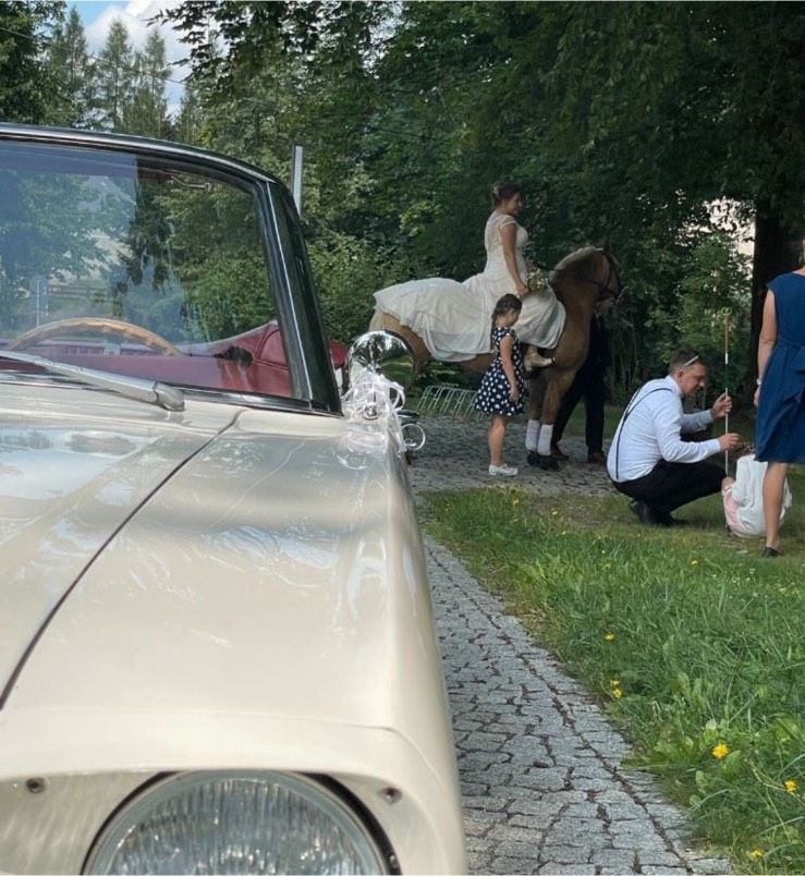 Mustang als Hochzeitsauto mieten - weißes, schickes Cabrio mit V8 in Pirna