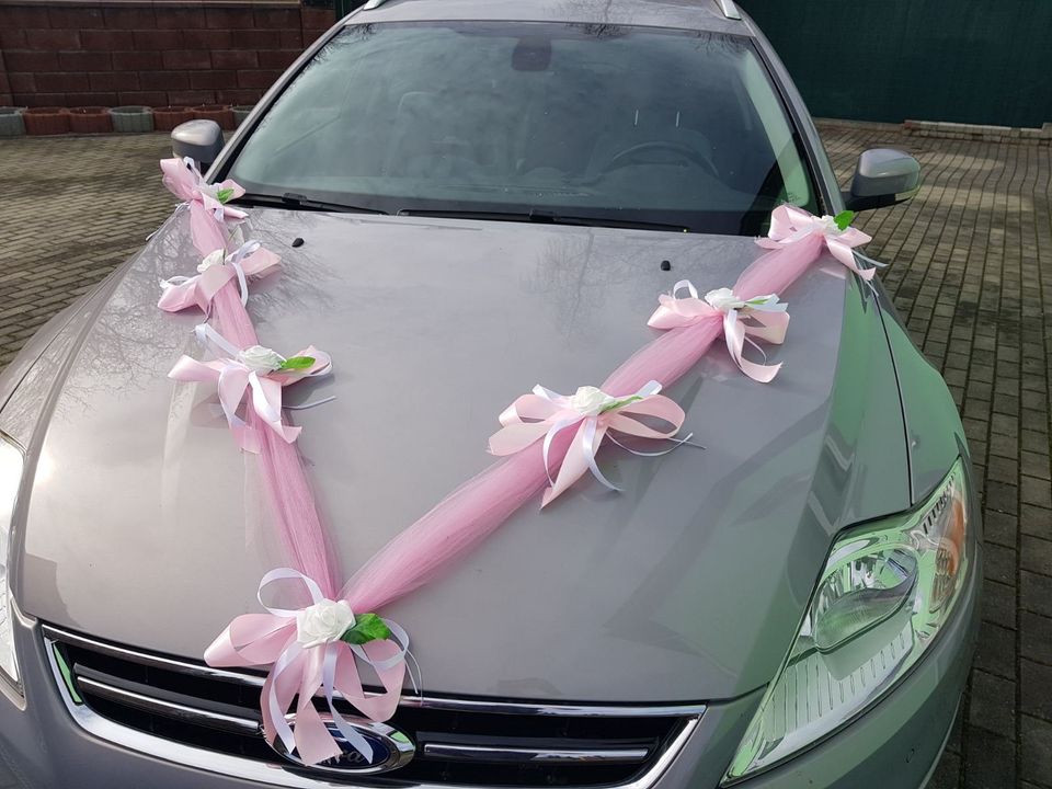 Wedding Hochzeitsdeko Autoschmuck Autogirlande Rosa Rosen Neu in Freital